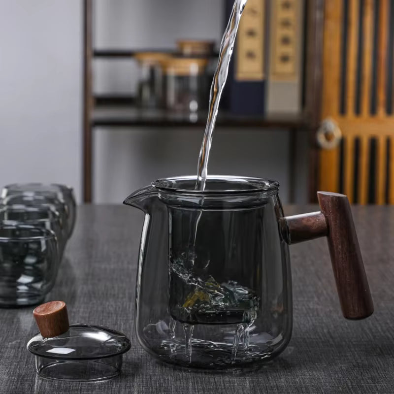 Glass Teapot with Wooden Handle