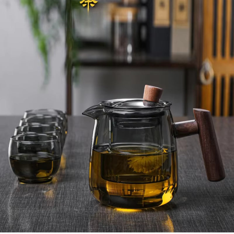 Glass Teapot with Wooden Handle