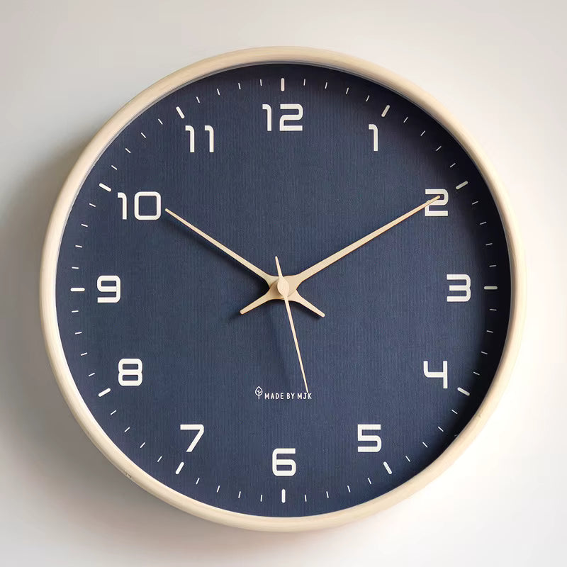 Nordic wooden wall clock with blue finish