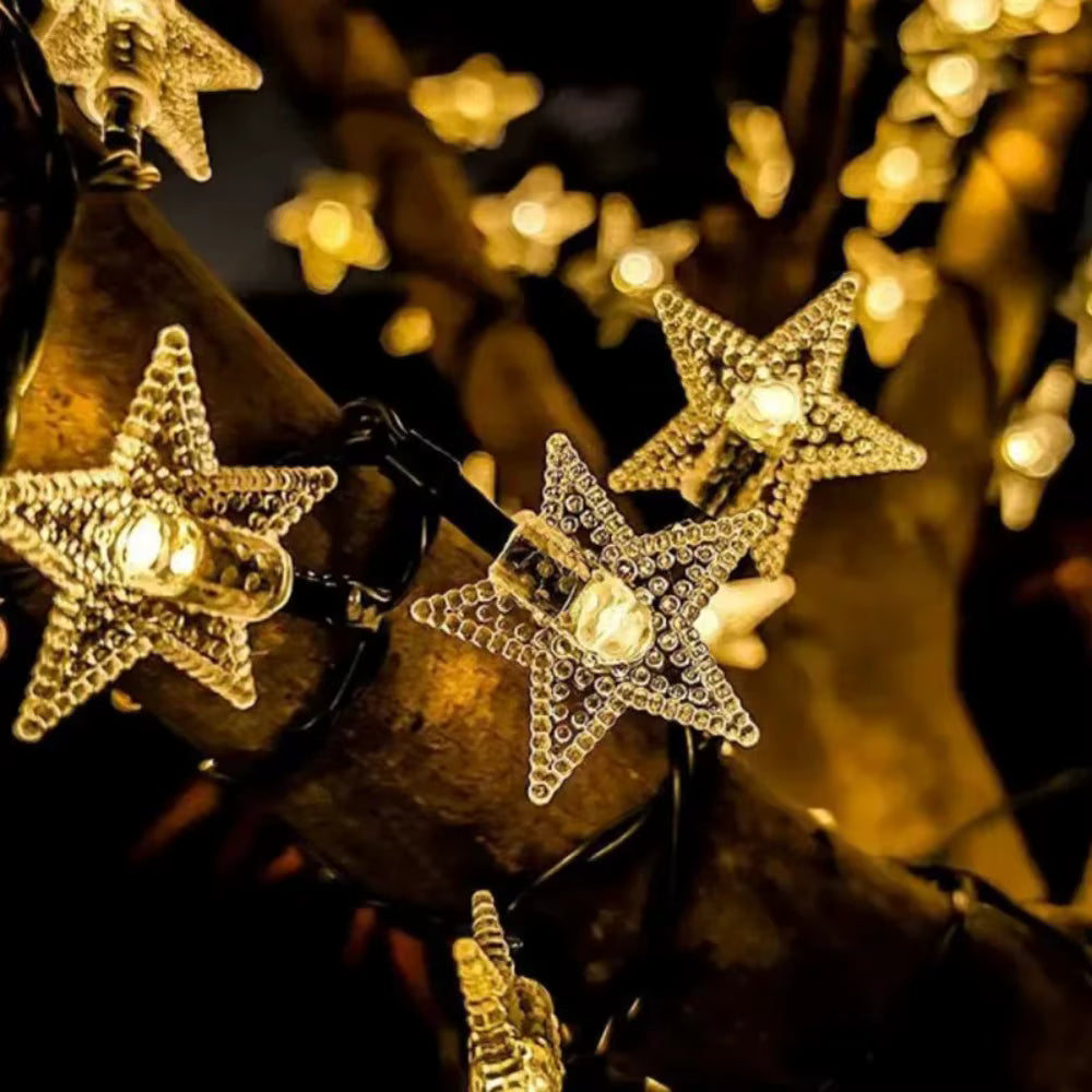 SolarGlow | Star String Lights with 8 Modes Twinkle Effect | Waterproof Outdoor Garland for Garden and Balcony Decor 1