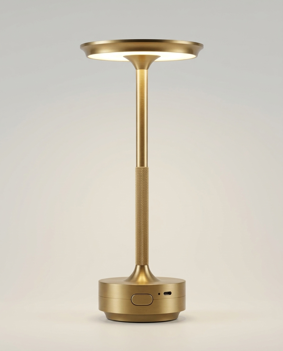 Cordless LED table lamp on a plain background