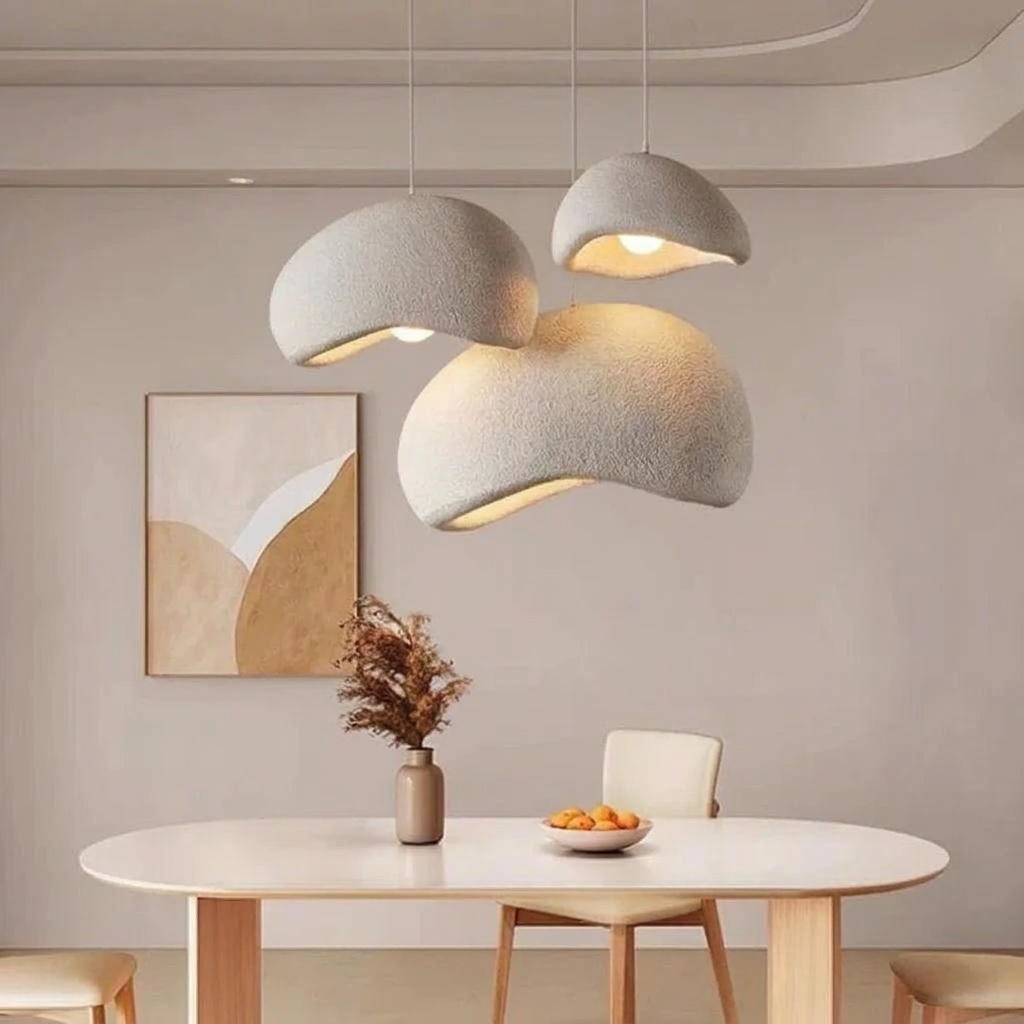 Chandelier above dining table