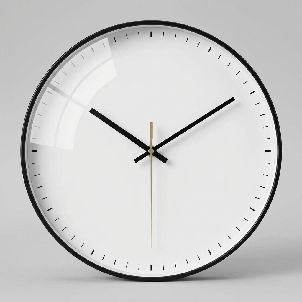 Minimalist Nordic wall clock, clean hero shot
