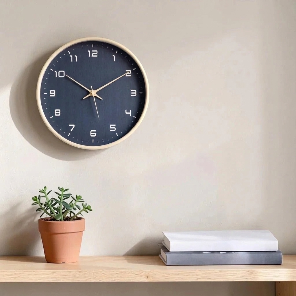 Wooden wall clock in a home office