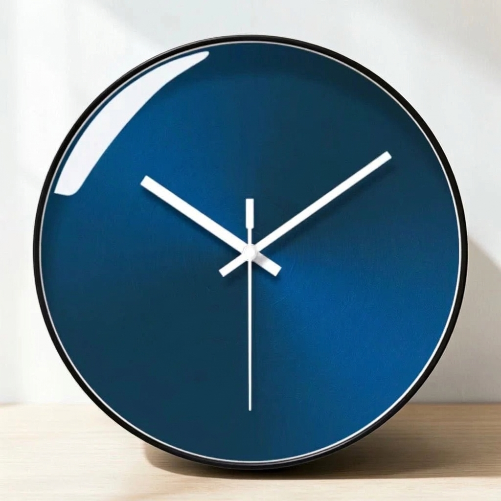 Large silent quartz wall clock with black bezel, clean hero shot