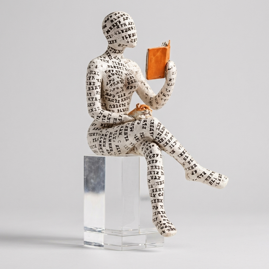 Artistic resin sculpture abstract human figure on clean background