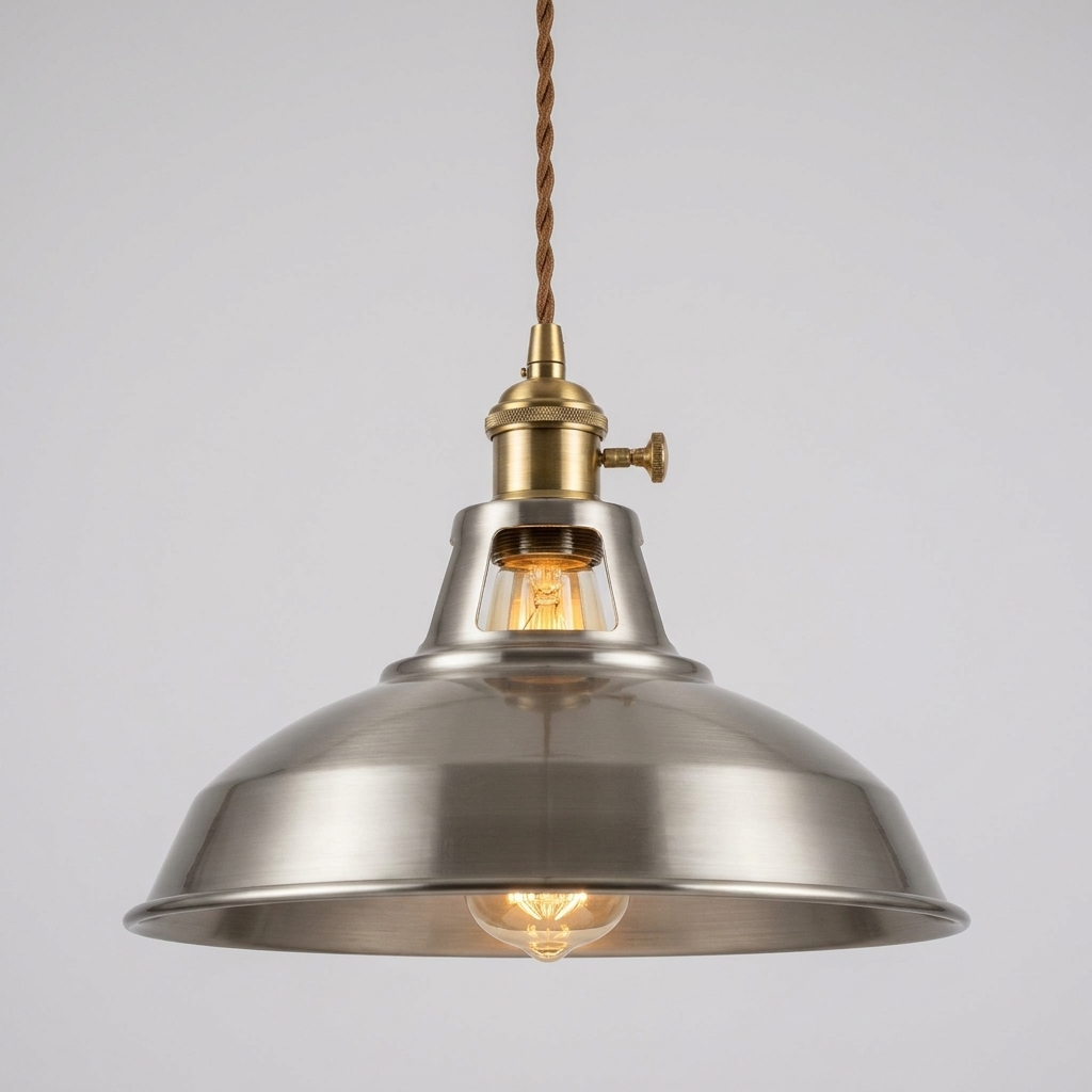 Classic industrial pendant light on clean background