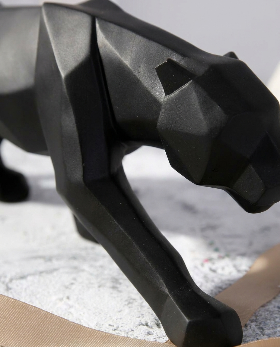 Artistic Panther Resin Sculpture texture detail