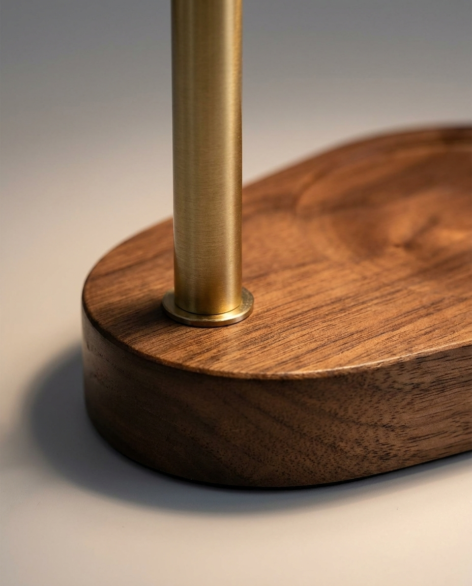 Elegant Candle Warmer Lamp base wood and metal detail