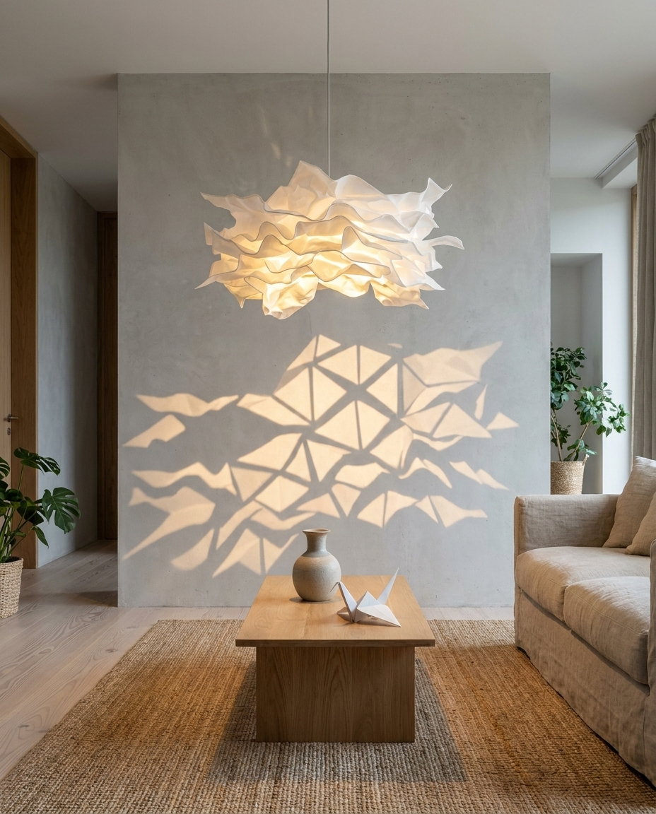 DIY Origami LED Pendant Lamp in creative living space
