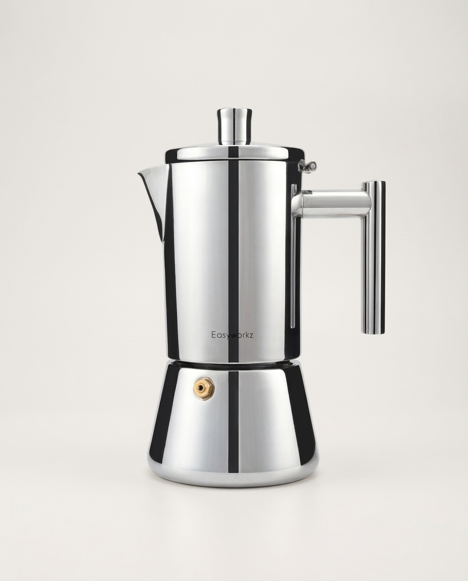 Classic Italian Moka Pot product photo on clean background