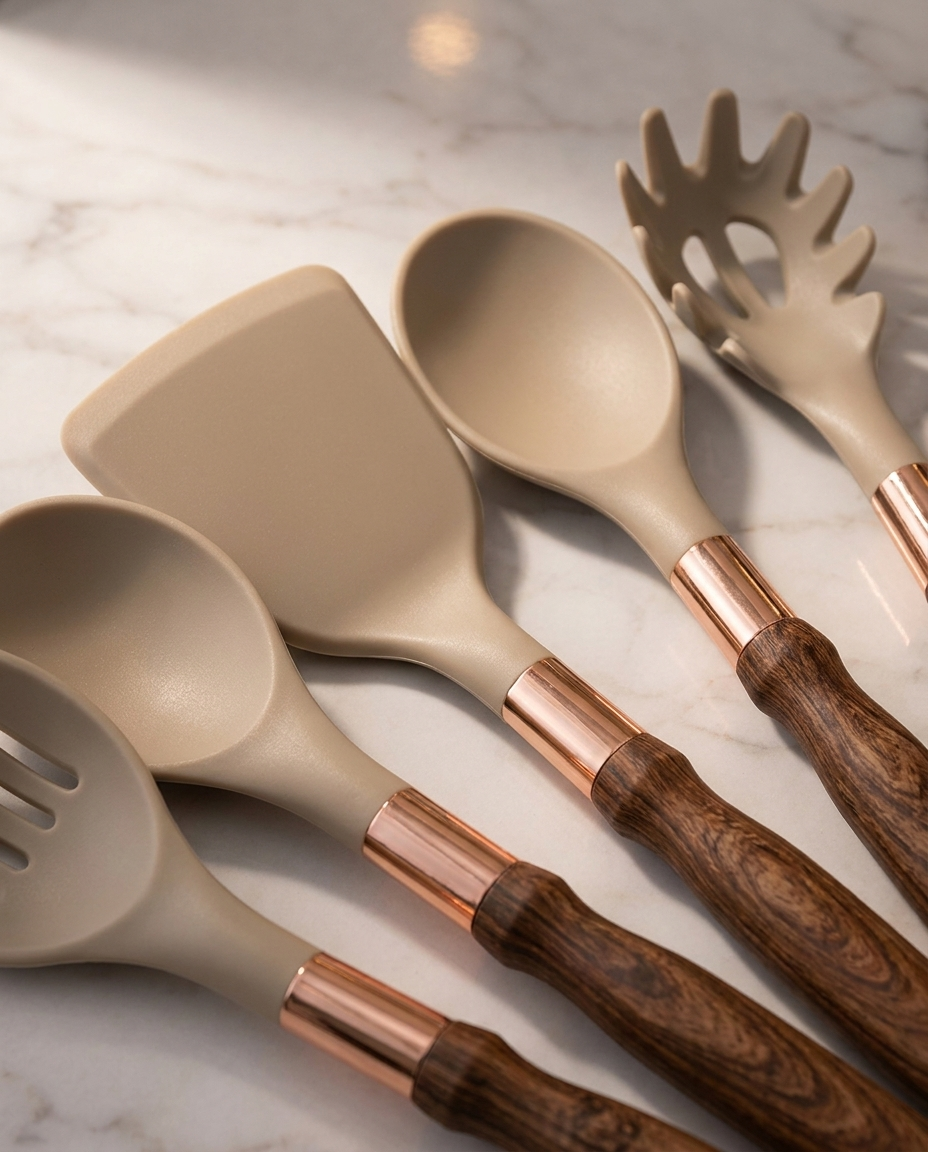 Silicone Kitchen Utensils texture and handle detail