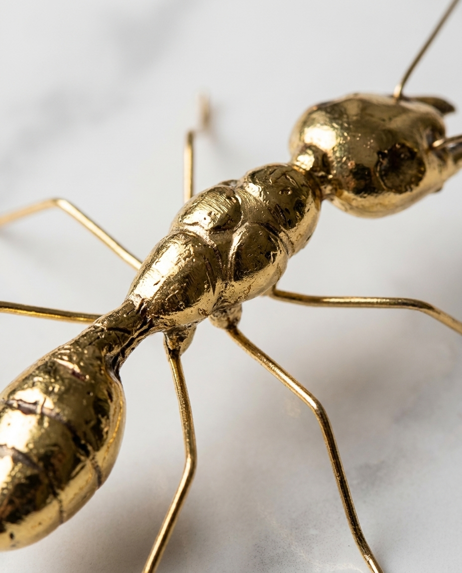 Gold-Finish Insect Sculpture zinc alloy texture detail