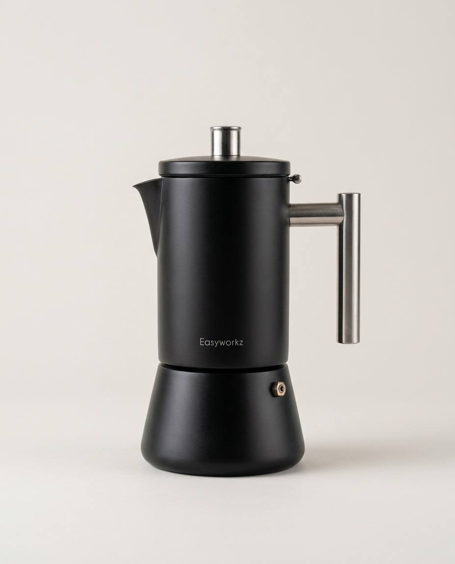 Stainless Steel Espresso Maker product photo on clean background
