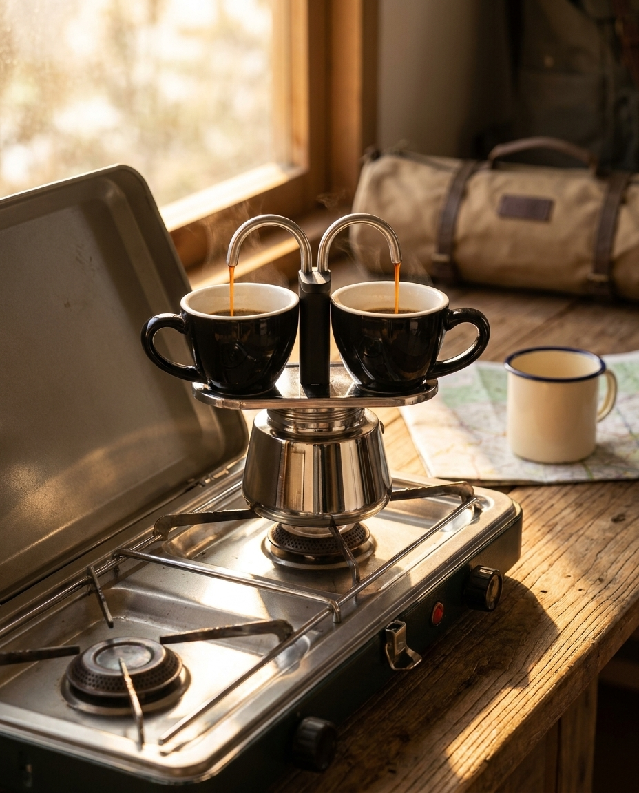 Compact Mini Moka Pot travel-friendly setup