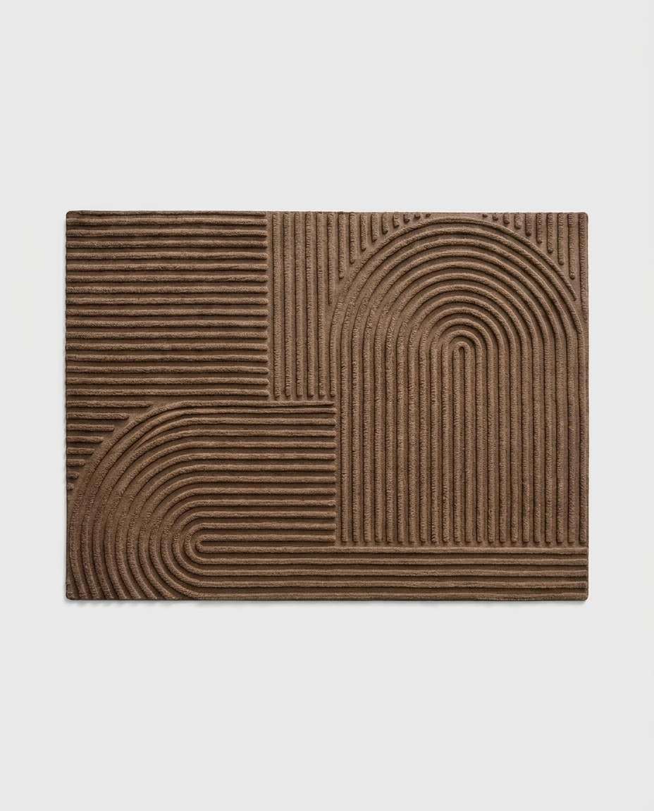Geometric doormat on a clean light neutral studio background