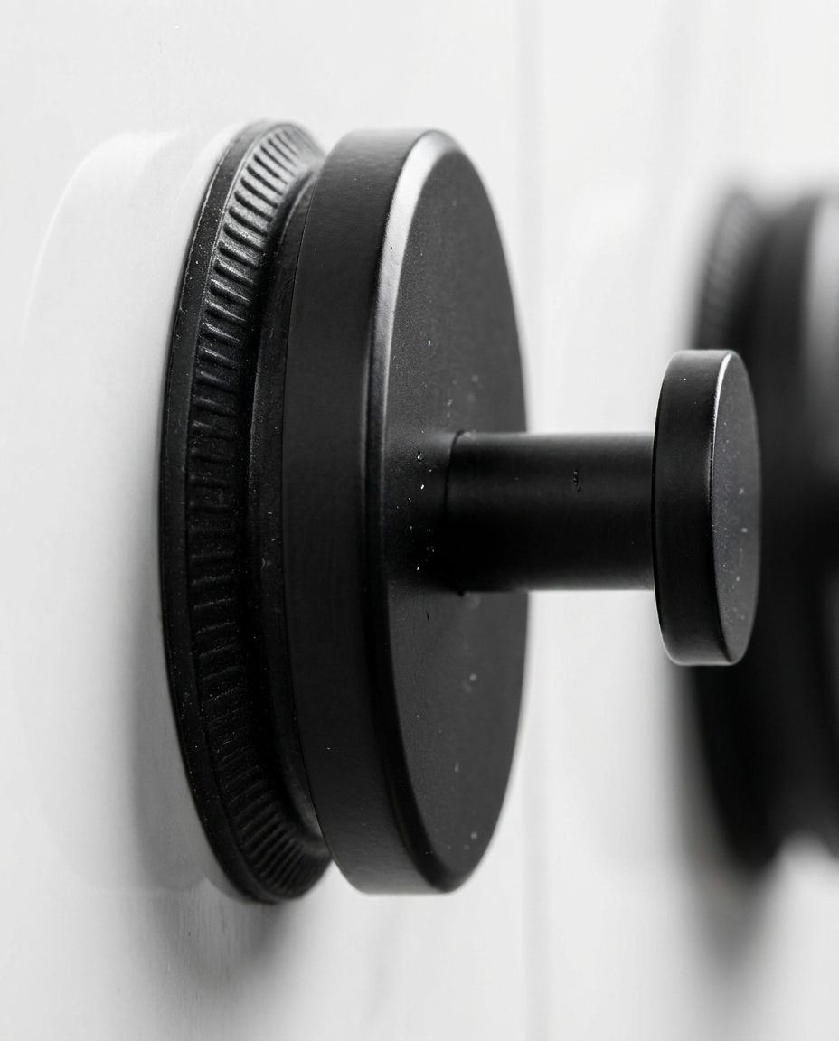 Close-up of suction cup mechanism and sleek finish of a wall hook