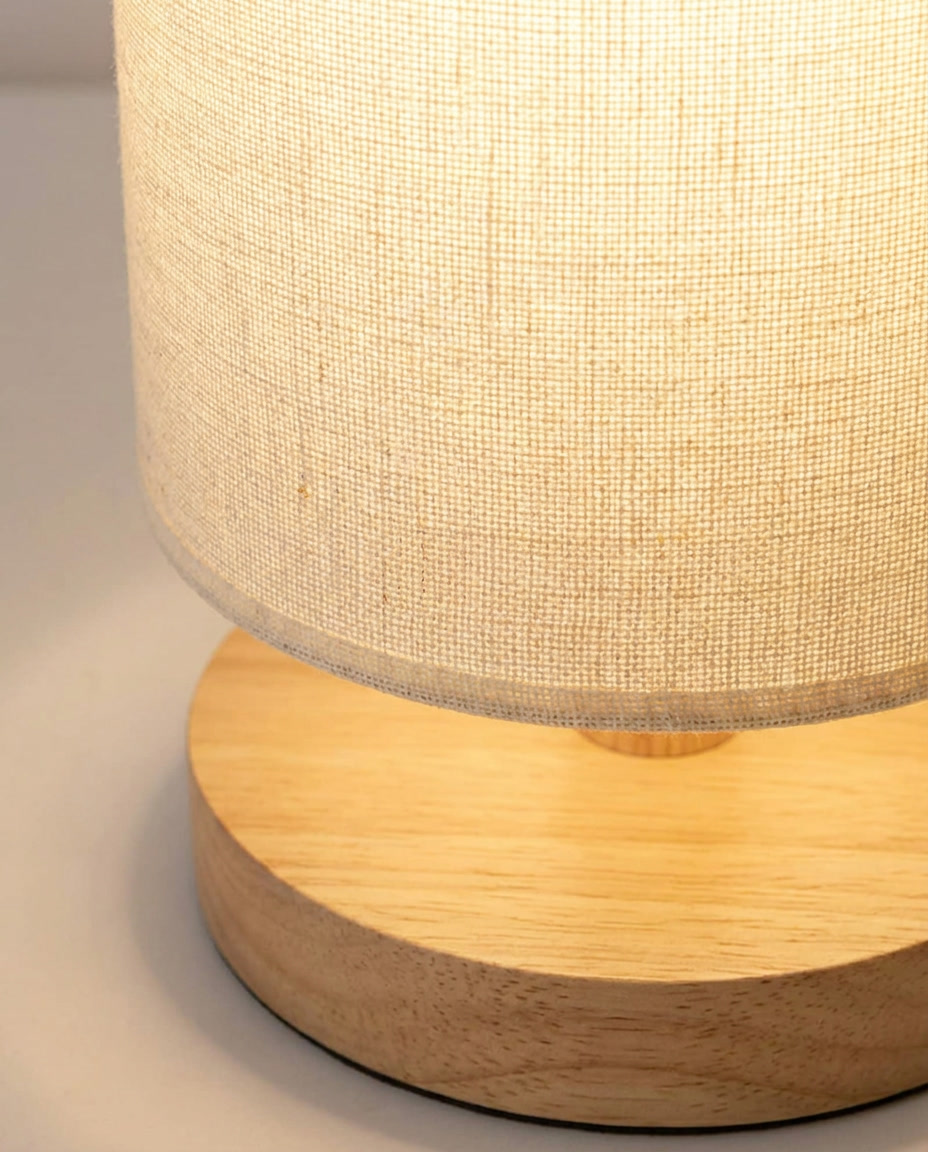 Close-up of fabric shade texture and cylinder silhouette