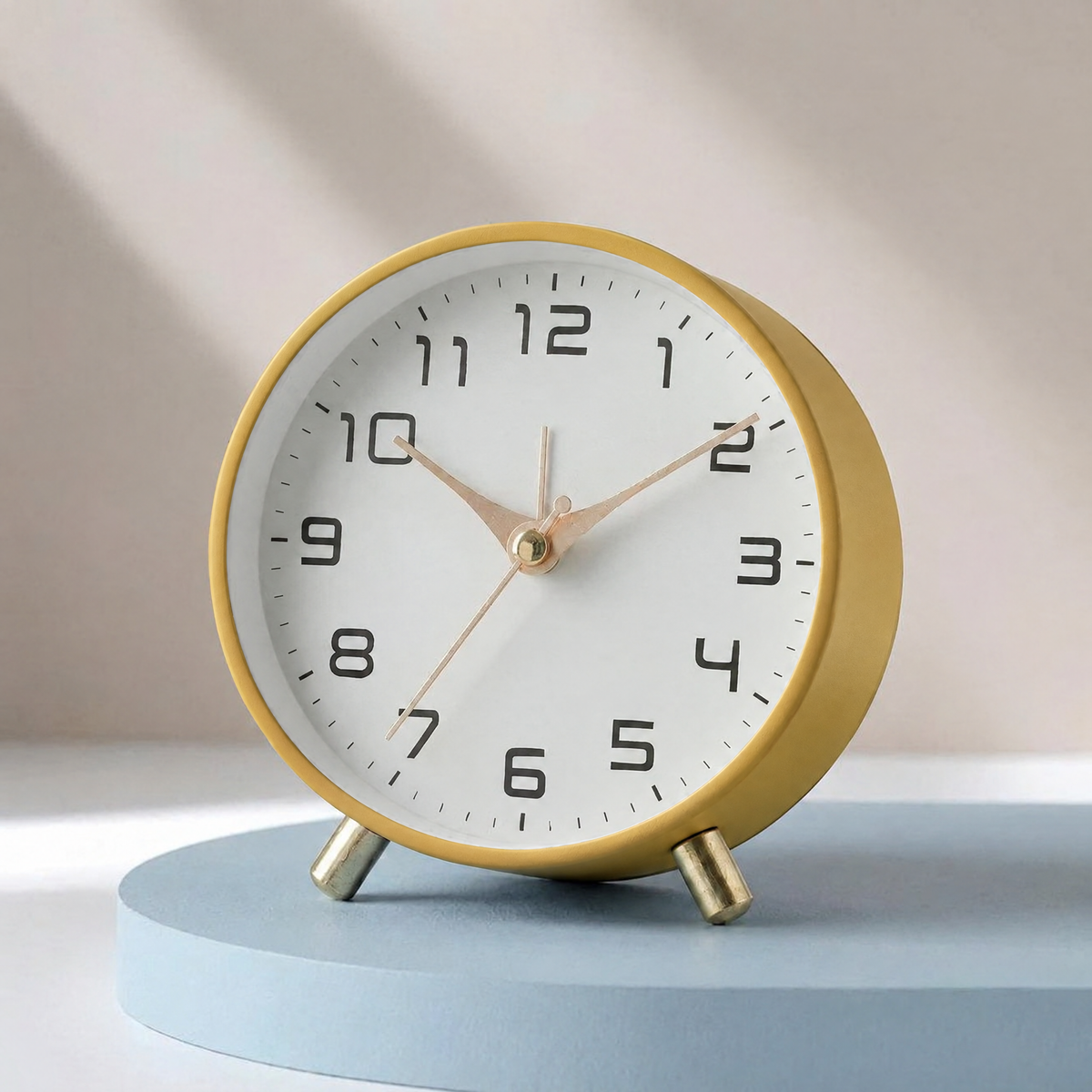 Silent Table Clock | Scandinavian Minimalist Desk Clock — Yellow