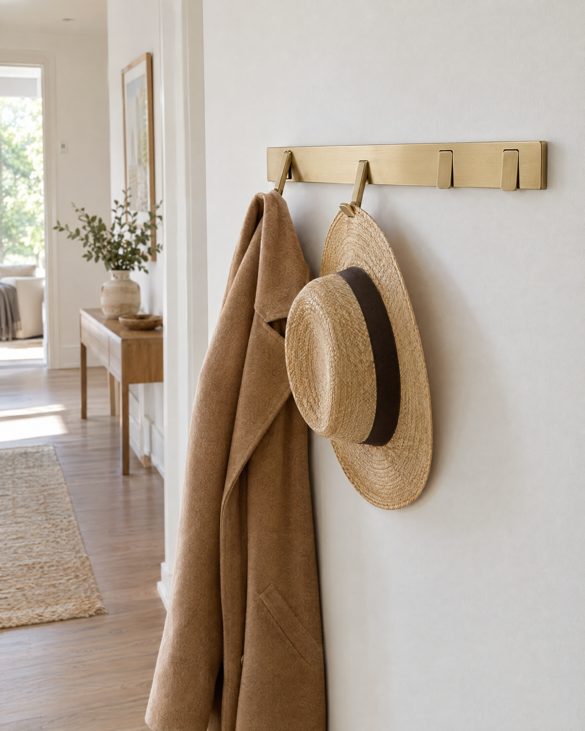 Foldable Stainless Steel Wall Hooks | Minimalist Coat Rack — Gold — lifestyle
