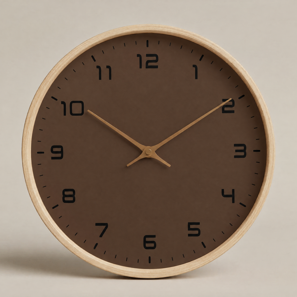 Wooden Wall Clock | Silent Sweep Movement, Scandinavian Design — Brown