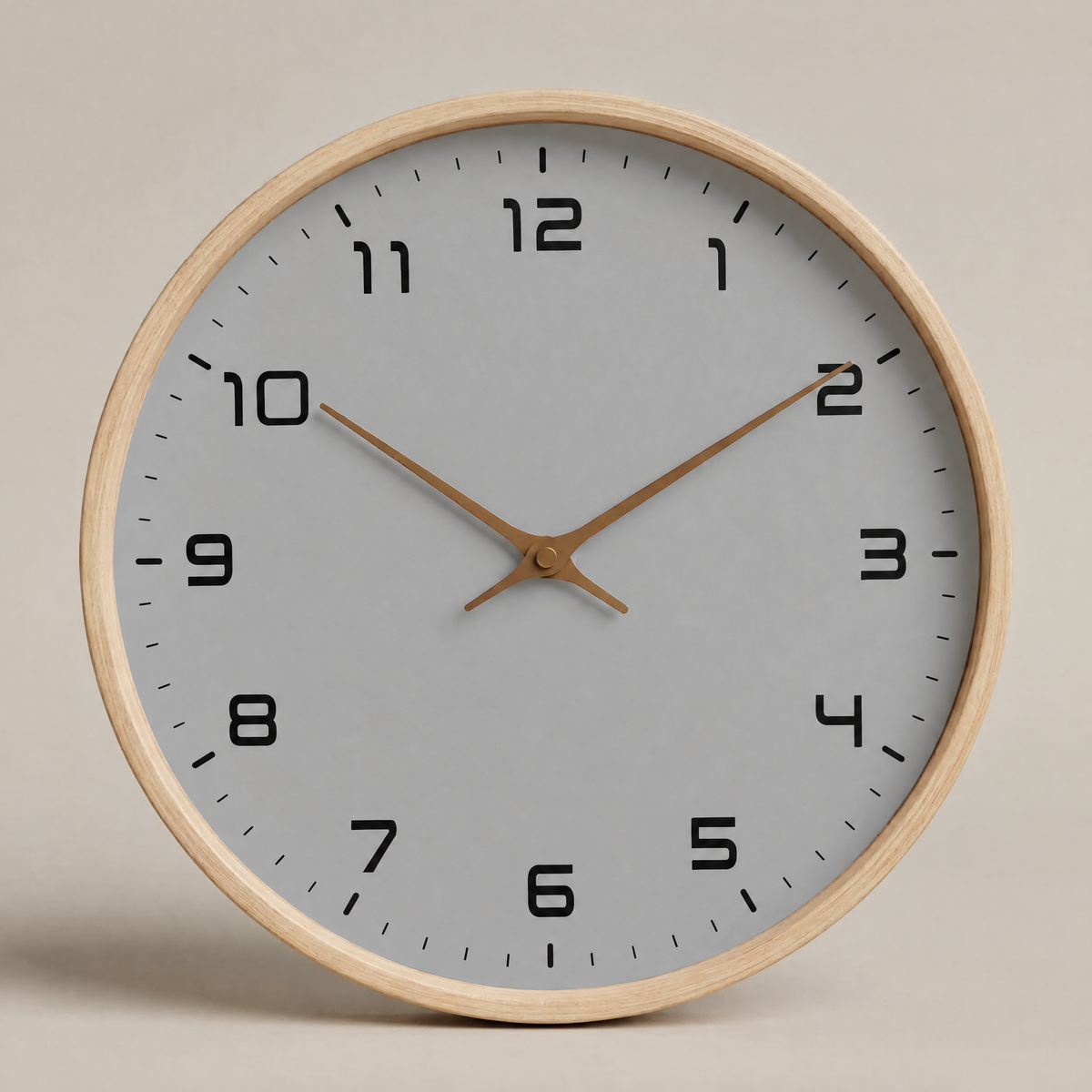 Wooden Wall Clock | Silent Sweep Movement, Scandinavian Design — Gray