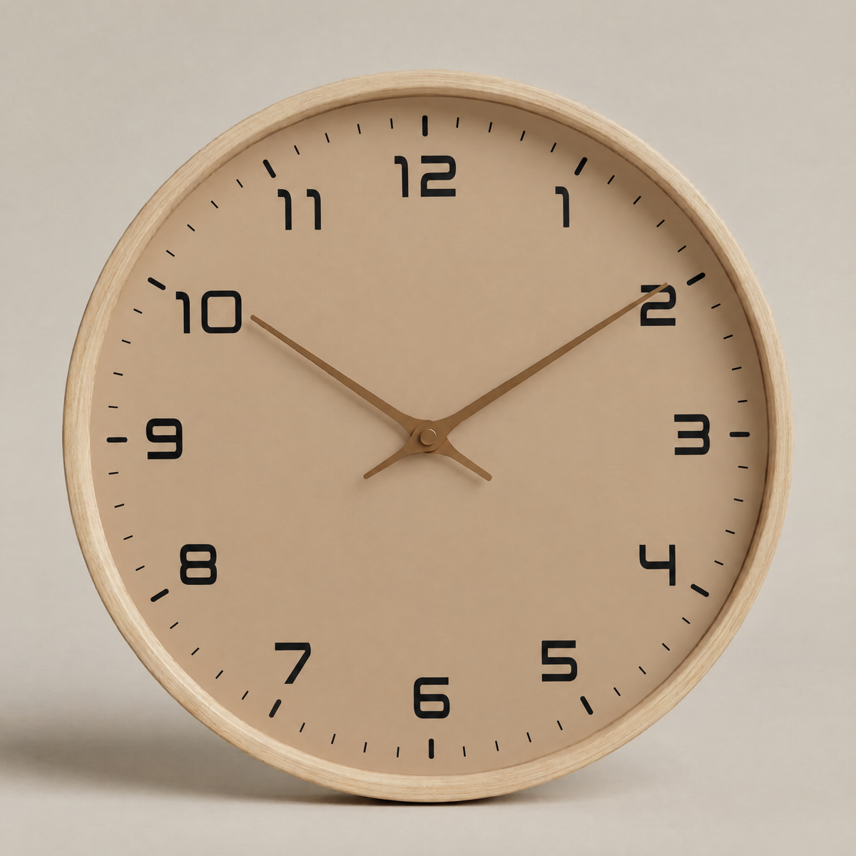 Wooden Wall Clock | Silent Sweep Movement, Scandinavian Design — Light Brown
