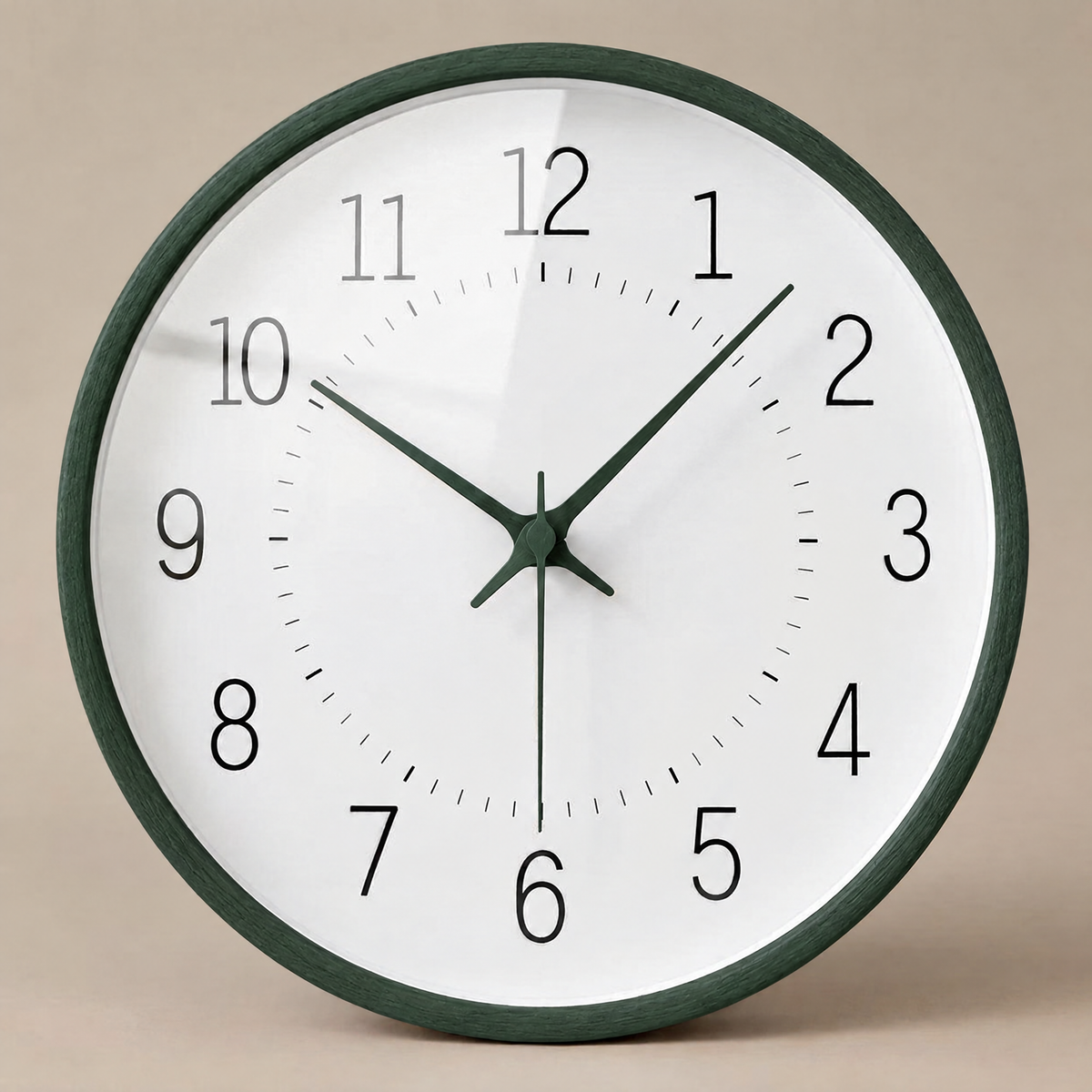 Wooden Wall Clock | Nordic Design with Silent Quartz Movement — Ink Green