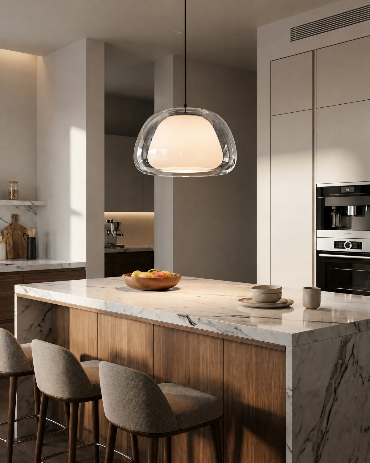 Glass Dome Pendant Light in Transparent Pure