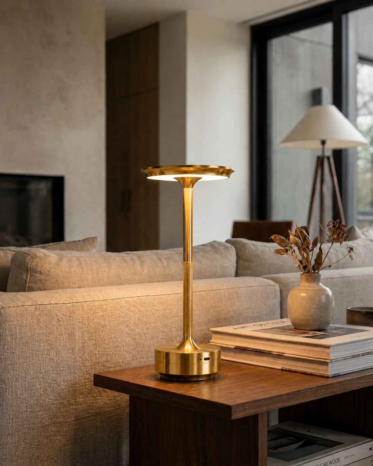 Cordless LED Table Lamp in Gold