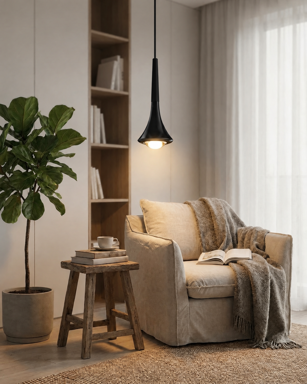 Water Drop LED Pendant Light in Black