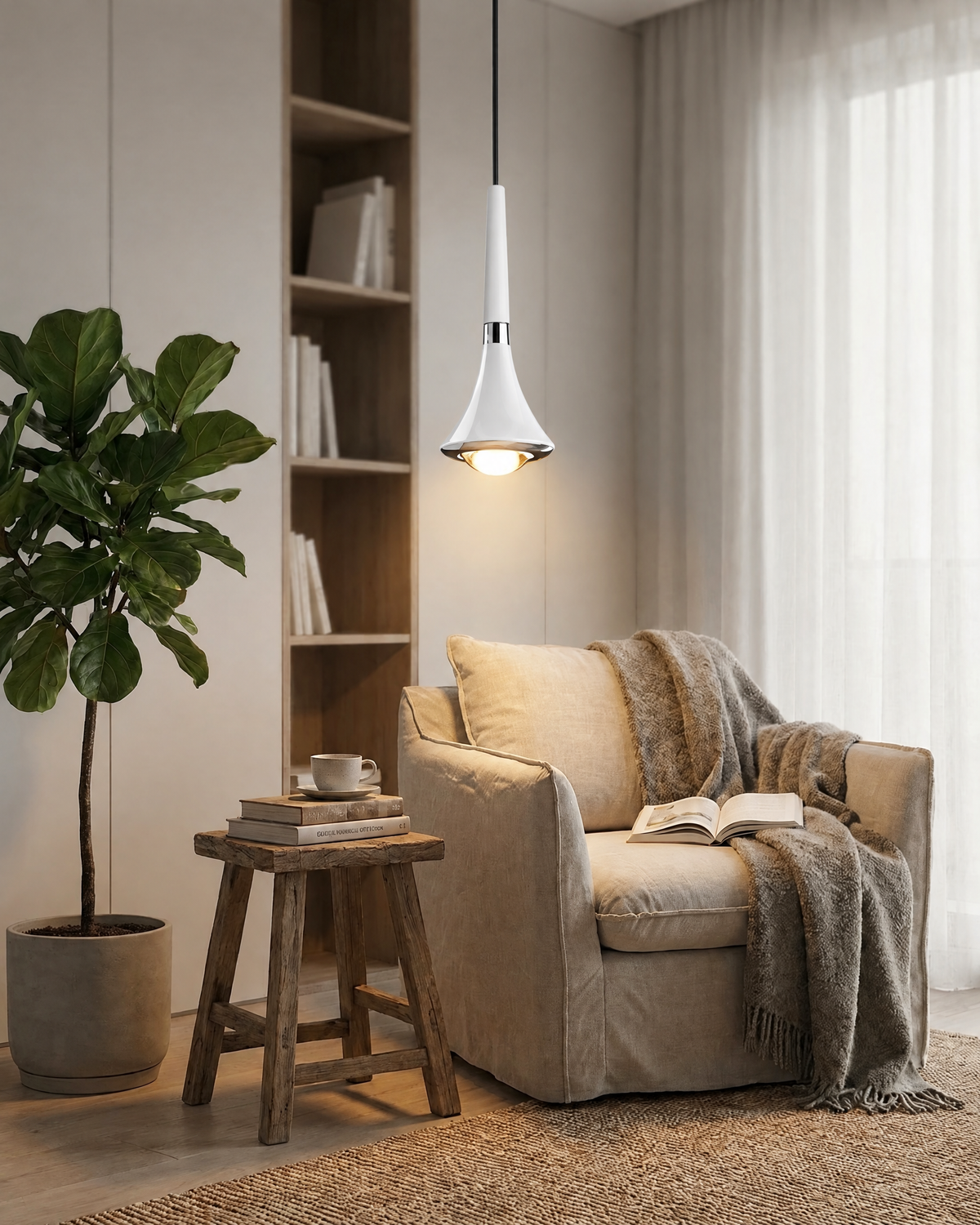 Water Drop LED Pendant Light in White and Chrome