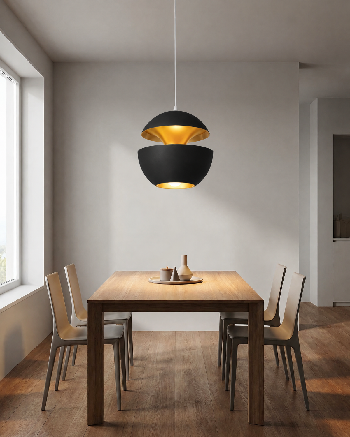 Round Metal Pendant Light in Black