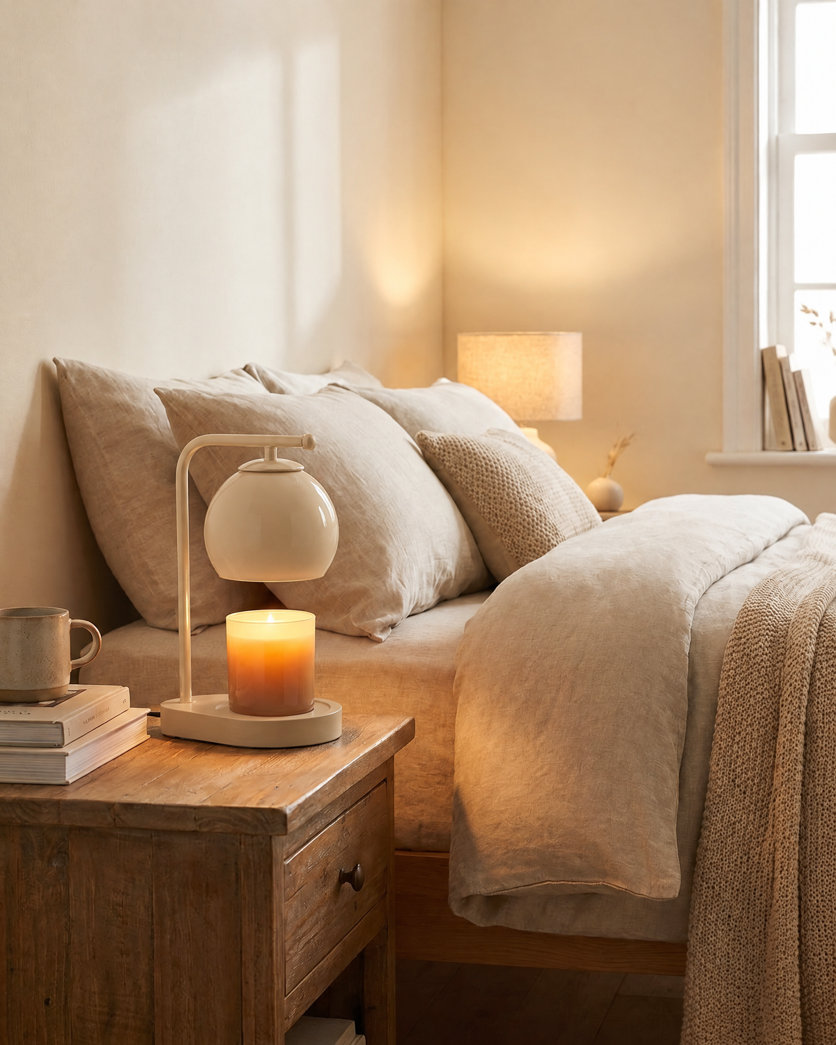 Candle Warmer Lamp in Beige