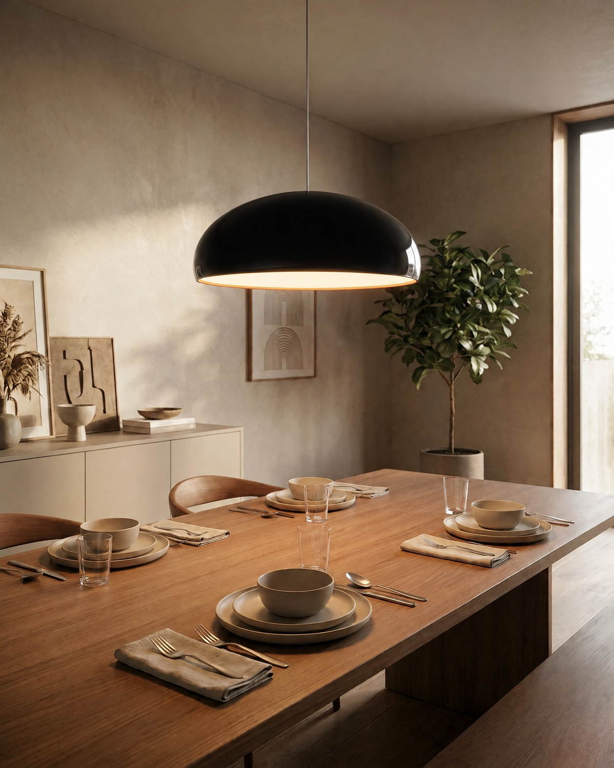 Round Pendant Light in Black