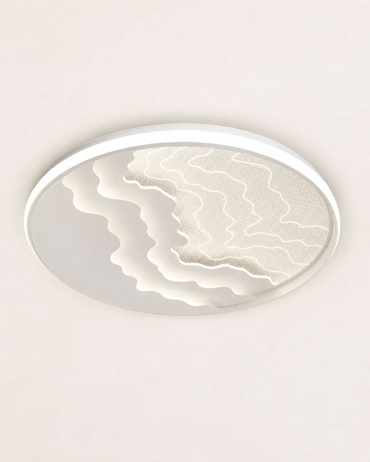 Kids' Cloud & Whale LED Ceiling Light — White wave / 40cm, front view