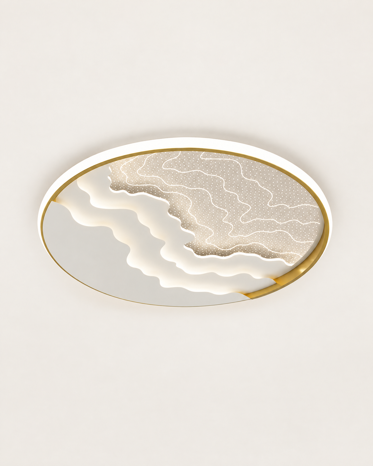 Kids' Cloud & Whale LED Ceiling Light — Gold wave / 40cm, front view