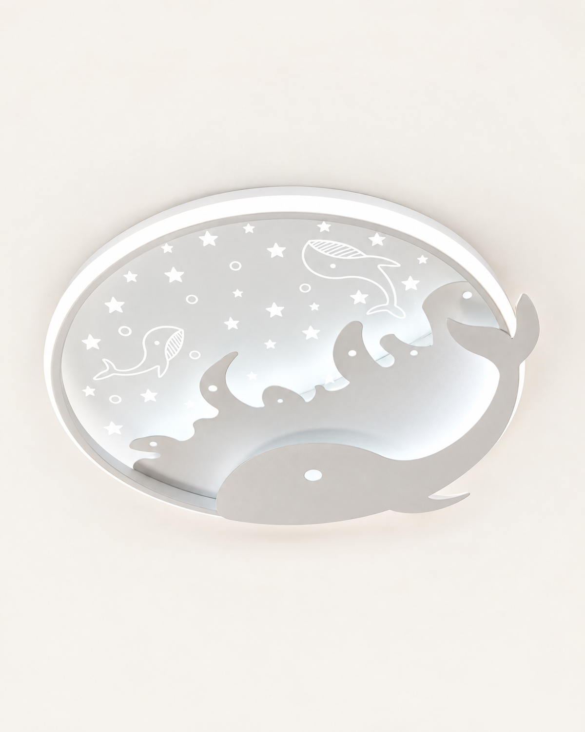 Kids' Cloud & Whale LED Ceiling Light — White whale / 40cm, front view