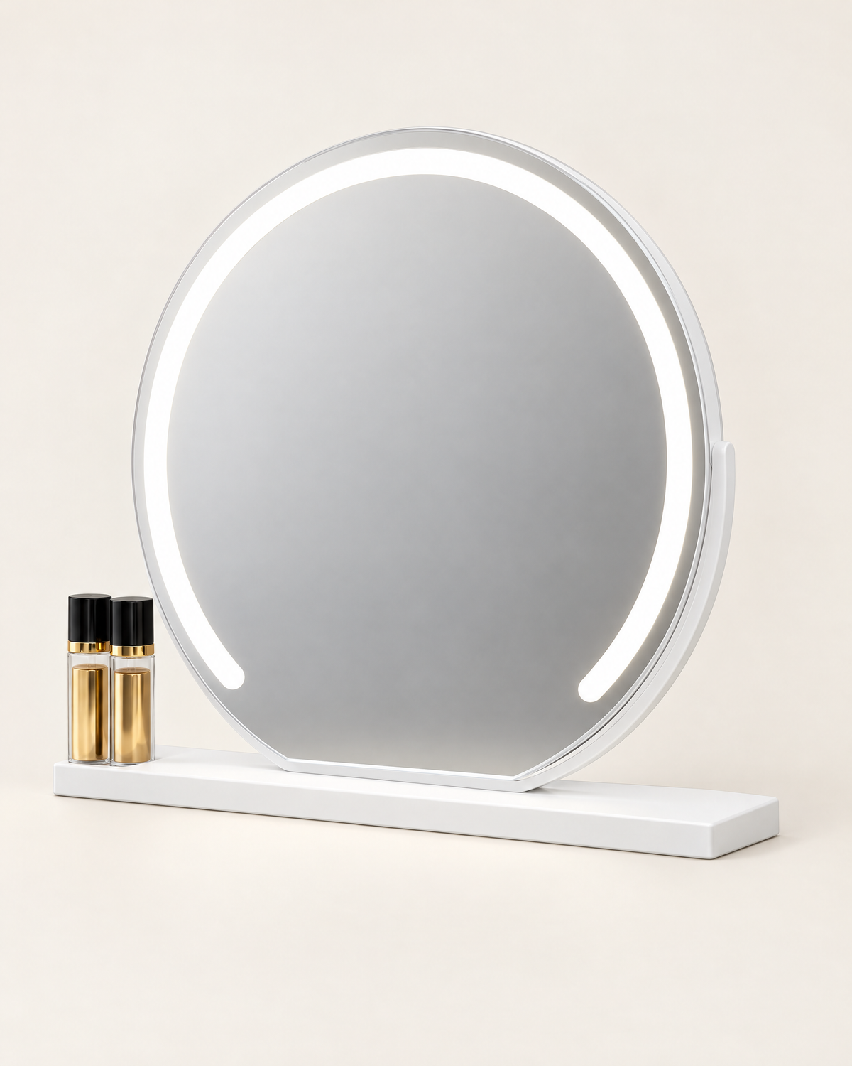 Hollywood Vanity Mirror with Lights — White, front view