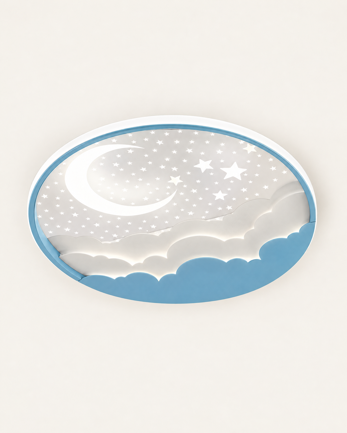 Kids' Cloud & Whale LED Ceiling Light — Blue cloud / 40cm, front view