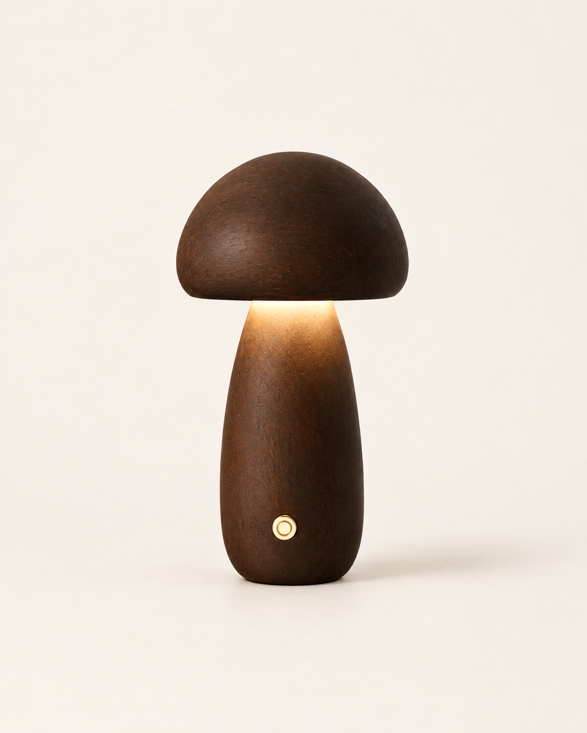 Wooden Mushroom Night Light — walnut, front view