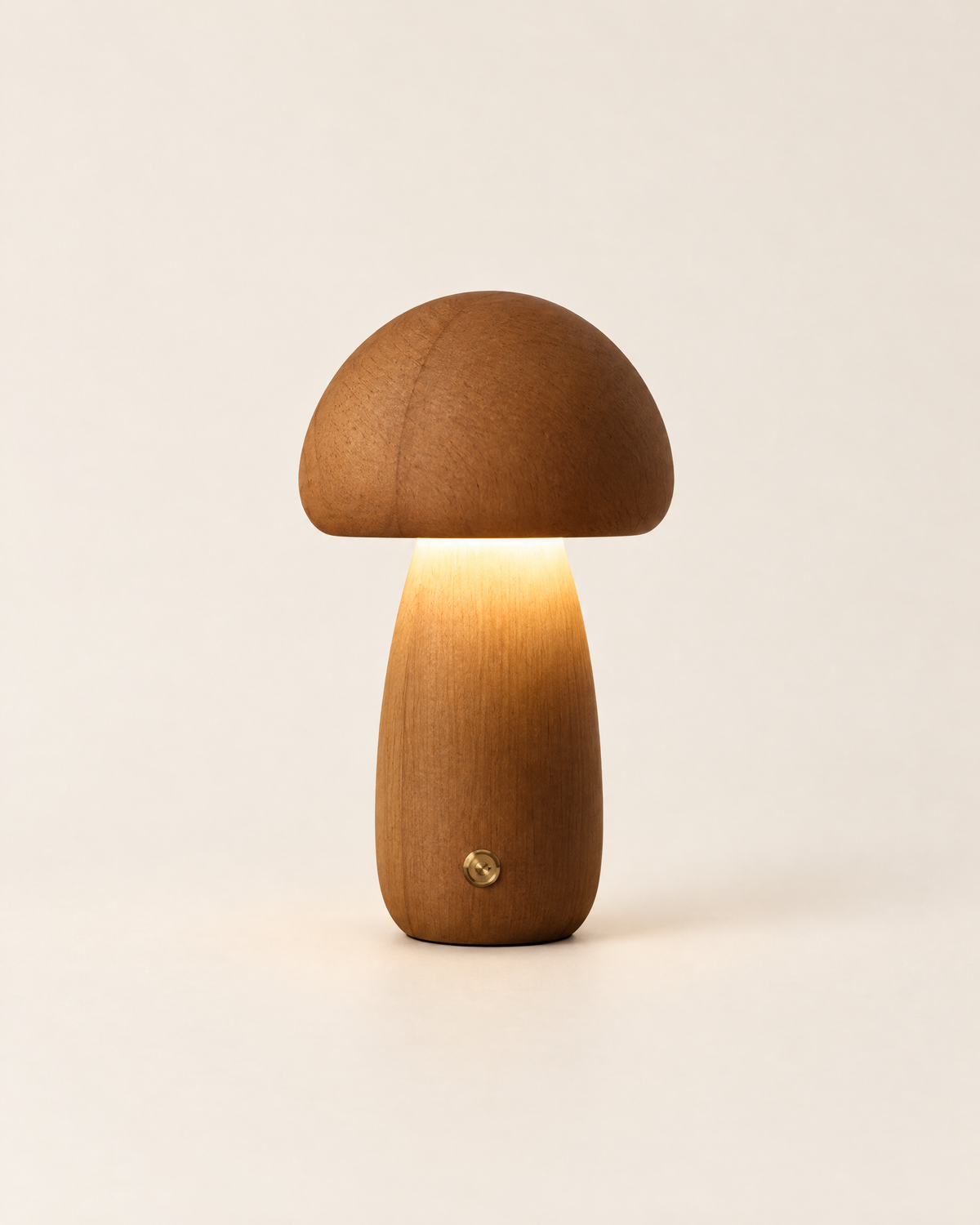 Wooden Mushroom Night Light — beech, front view