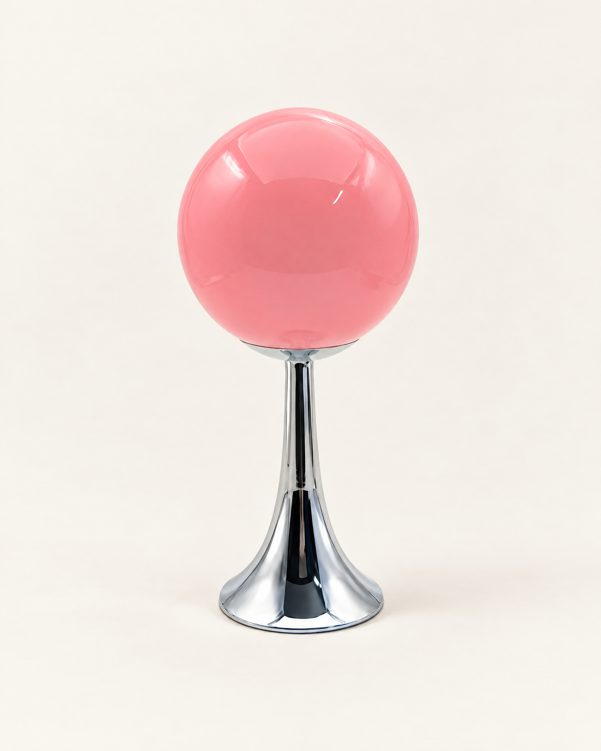 Glass Globe Table Lamp — Pink, front view