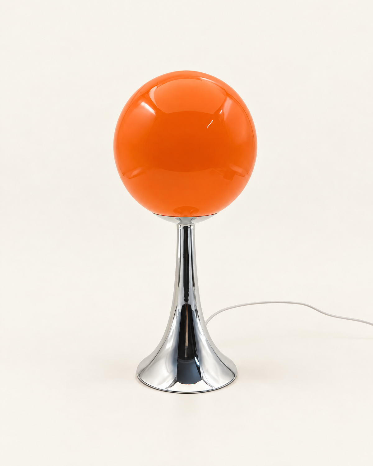 Glass Globe Table Lamp — Orange, front view