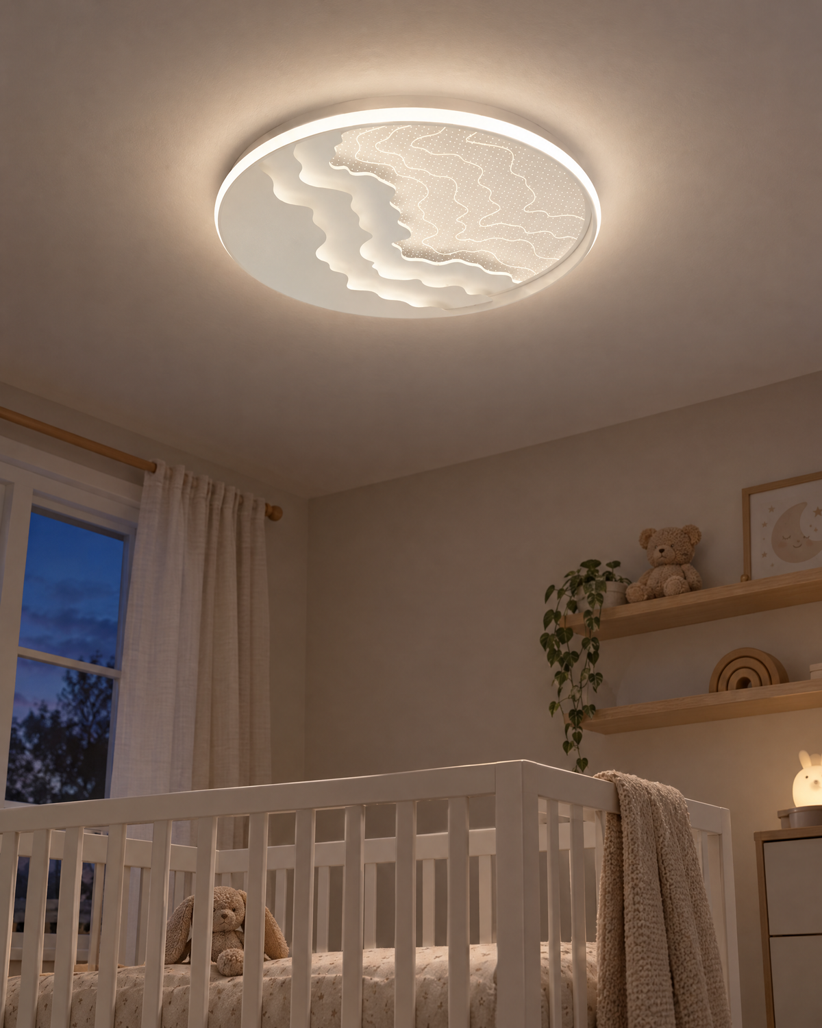 Kids' Cloud & Whale LED Ceiling Light — close-up detail