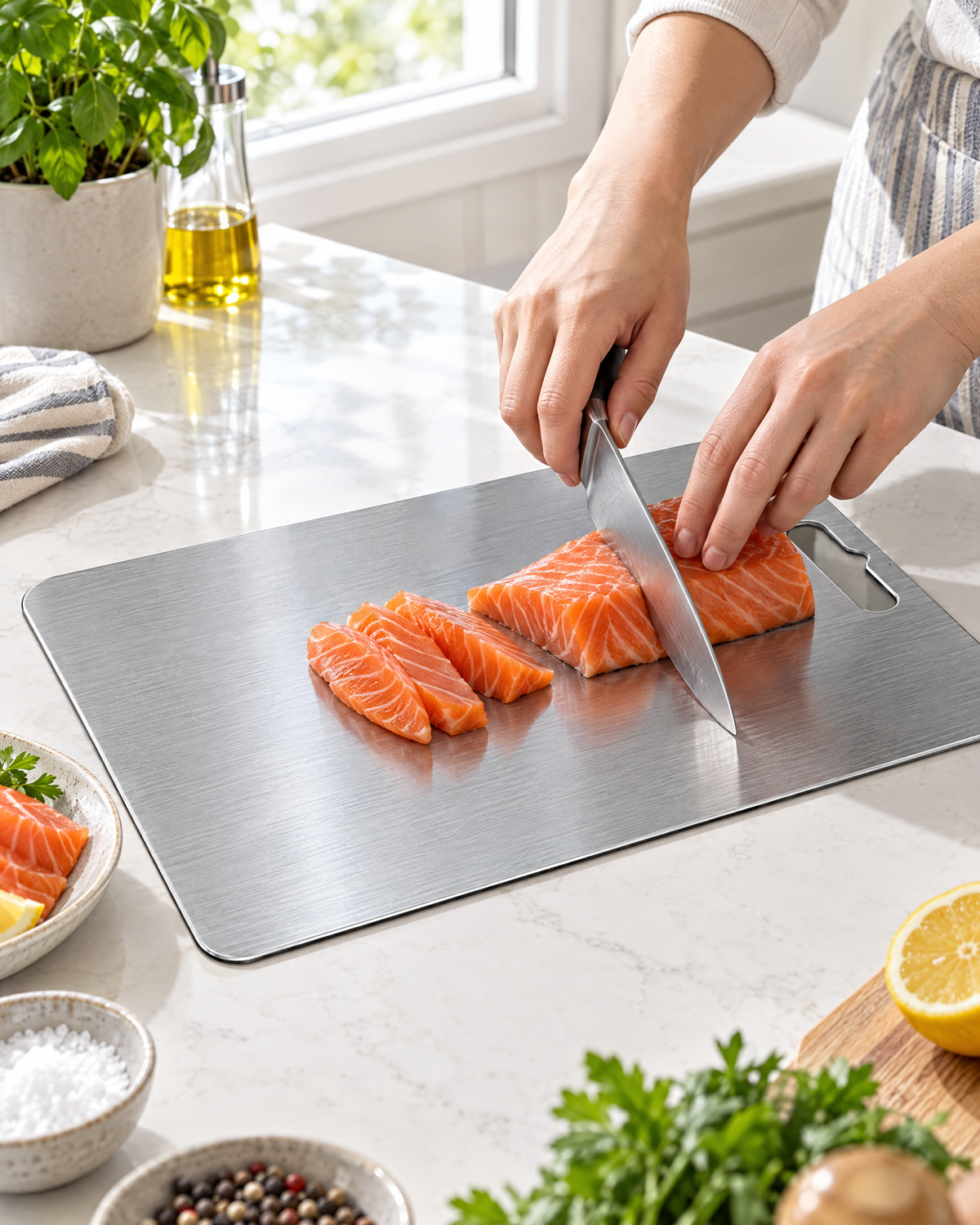 Pure Titanium Cutting Board — room setting