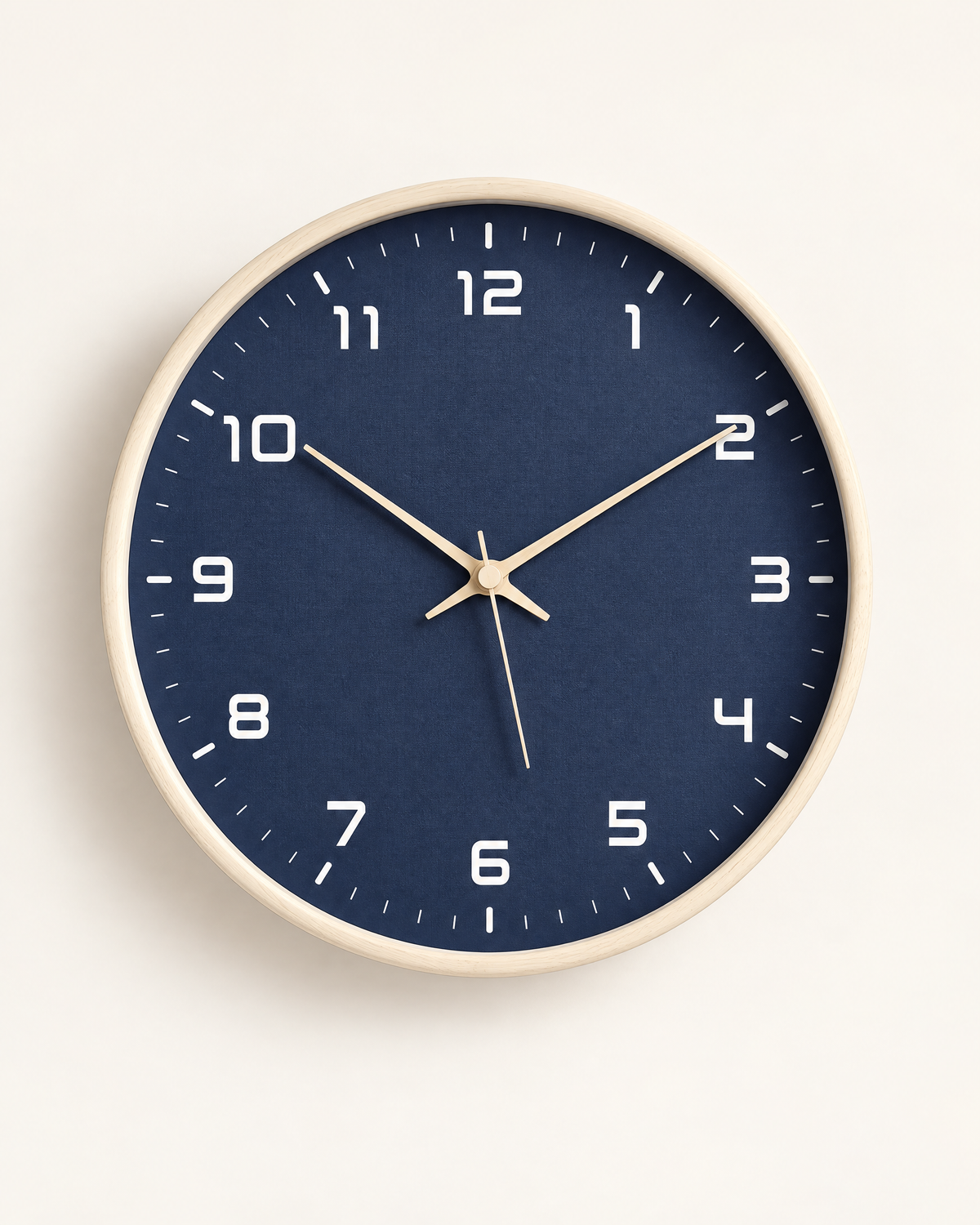 Blue Nordic Wooden Wall Clock — front view
