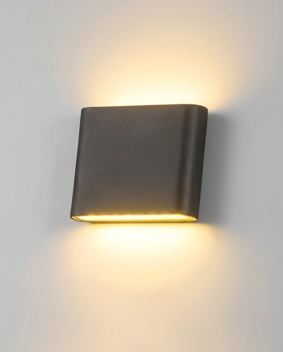 IP65 LED outdoor wall light on a plain background