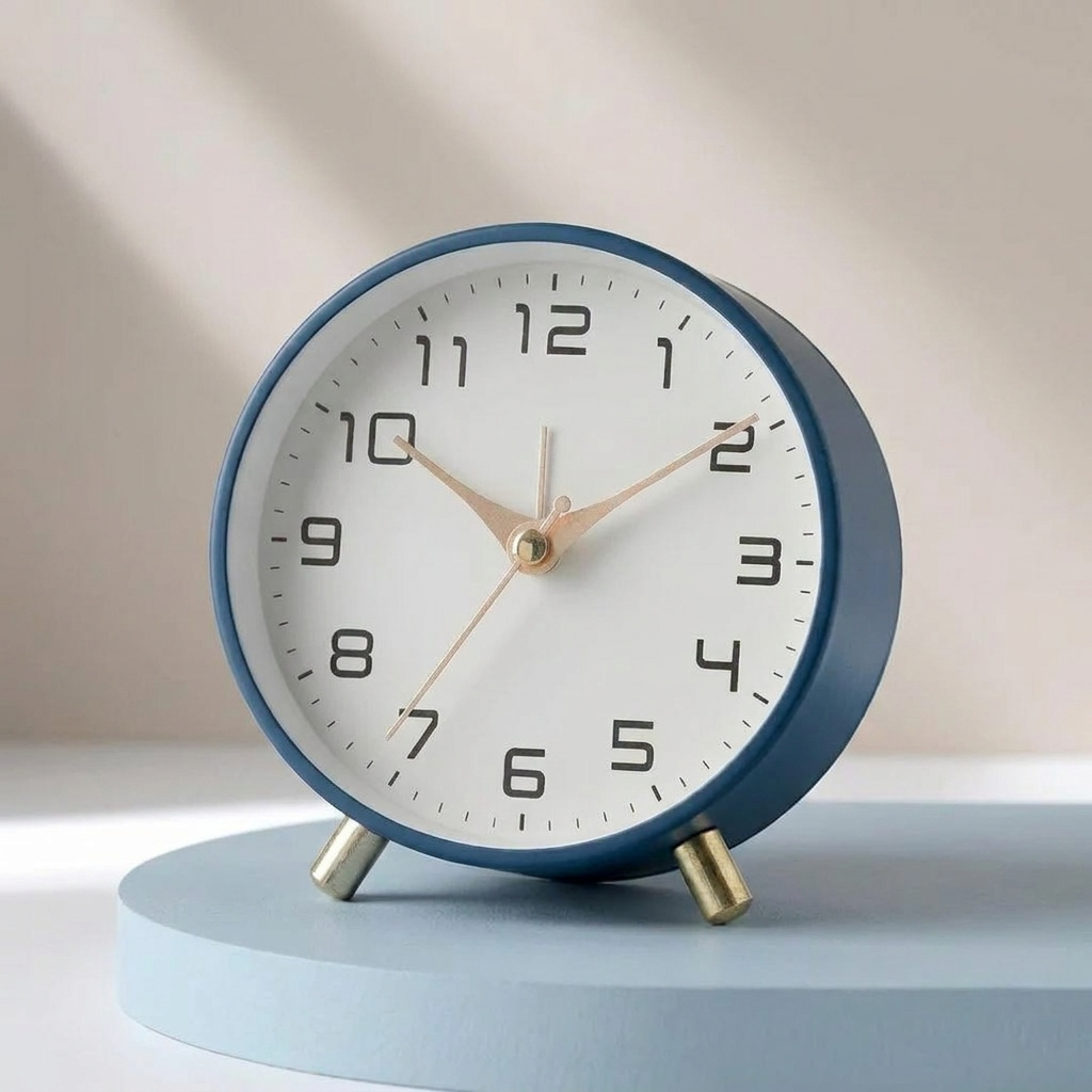 Silent table clock on a plain background