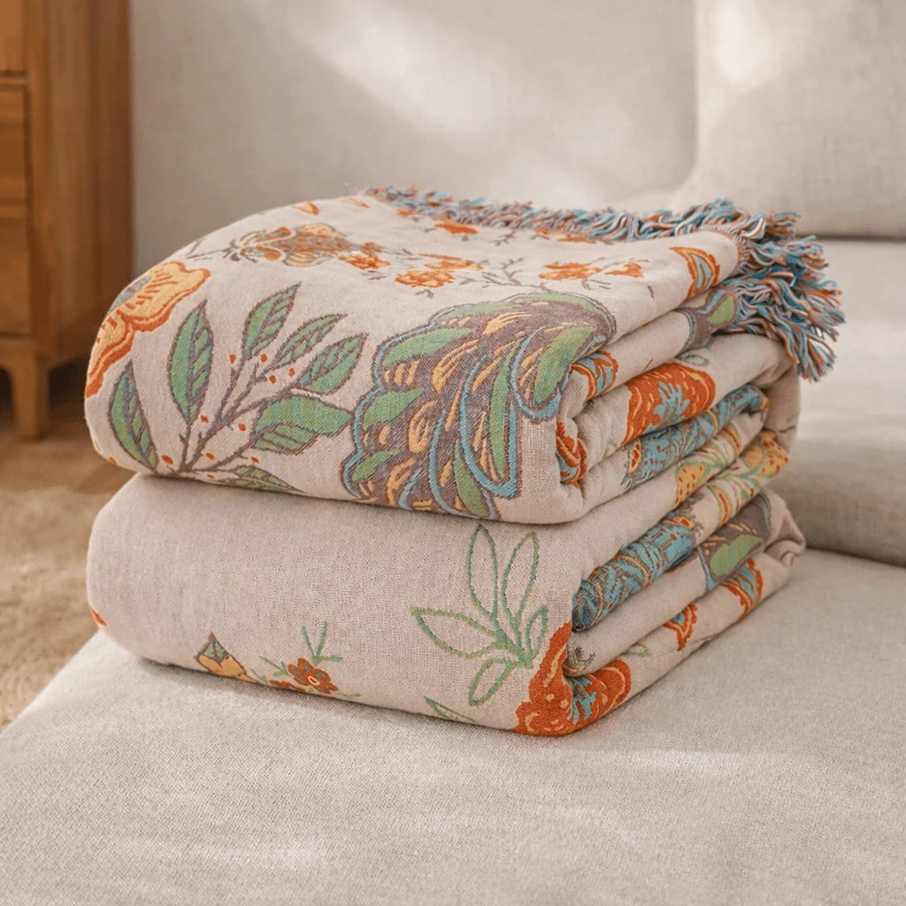 Artistic Boho | Colorful Floral Throw Blanket with Tassel Accents | Cozy Comfort for Home Decor 1